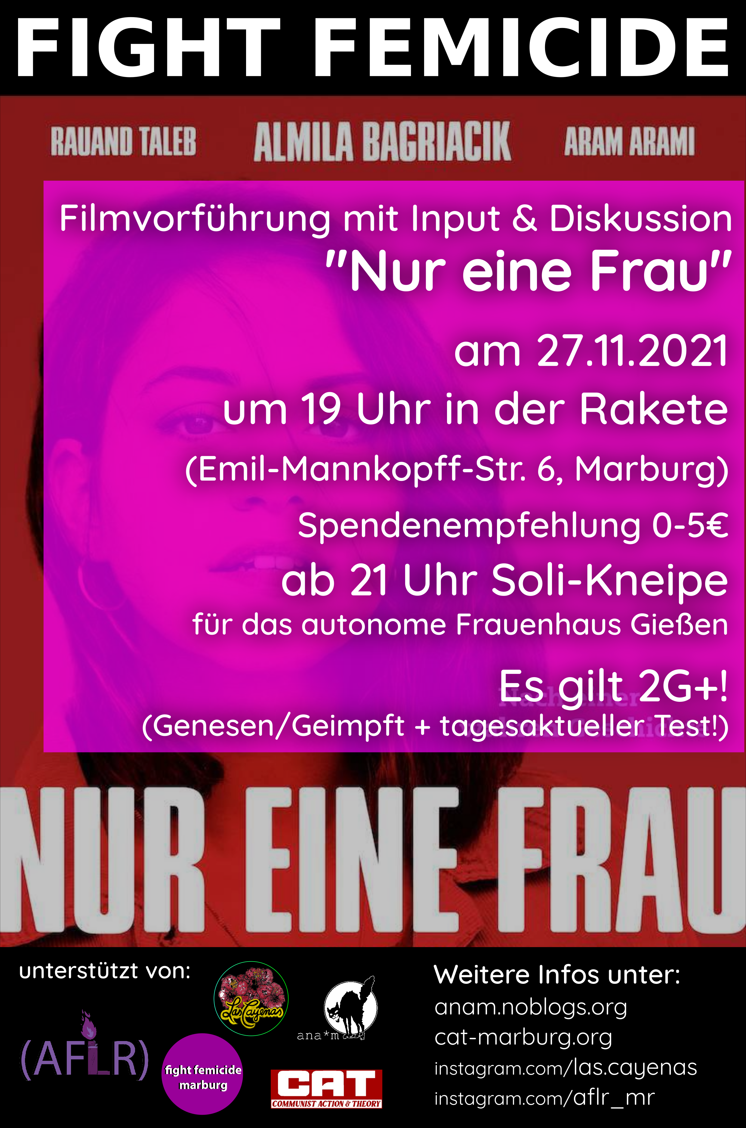 Plakat für die Filmvorführung "Nur eine Frau" mit Input zu Ehrenmorden und anschließender Diskussion